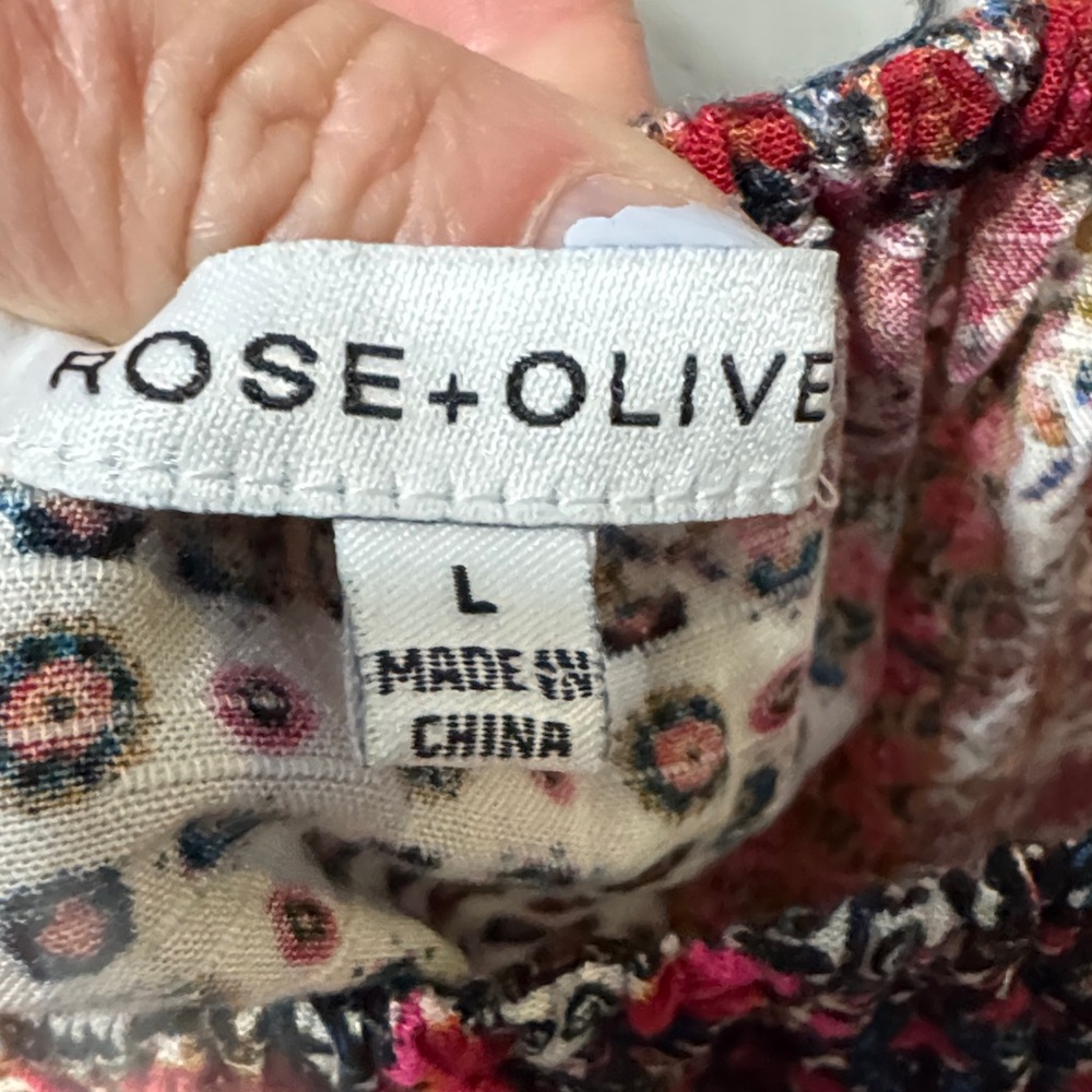 Rose & Olive Multi-Color Patchwork Off-Shoulder T… - image 2